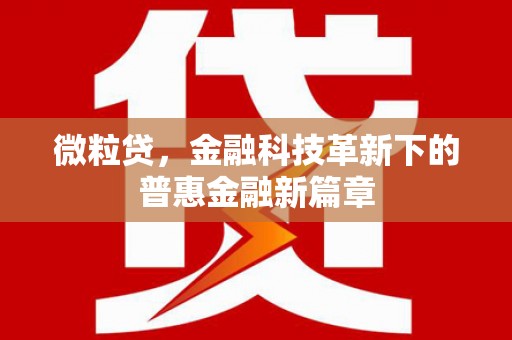 印台微粒贷，金融科技革新下的普惠金融新篇章